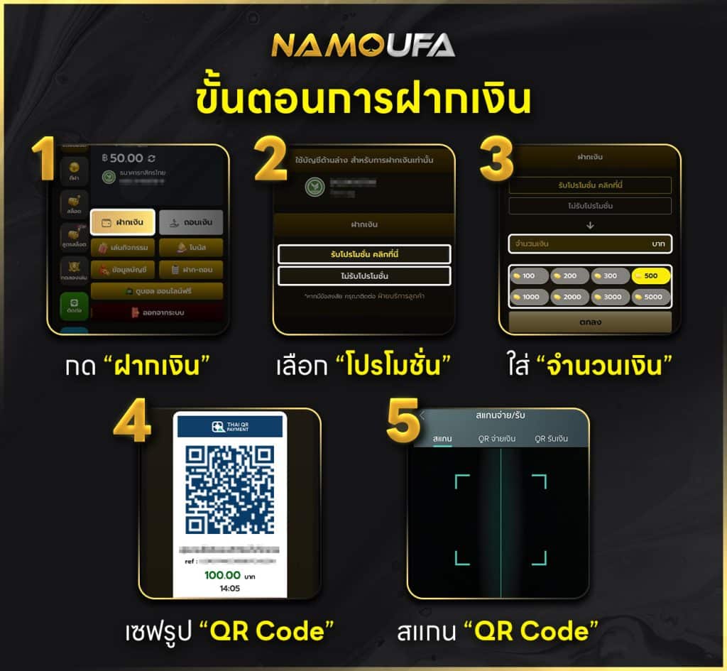 รูปภาพ วิธีฝากเงิน NamoUFA